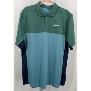 Nike Dri-Fit Golf Polo Blue/Green Color Block‎ Men's size Large - NWT MSRP $68